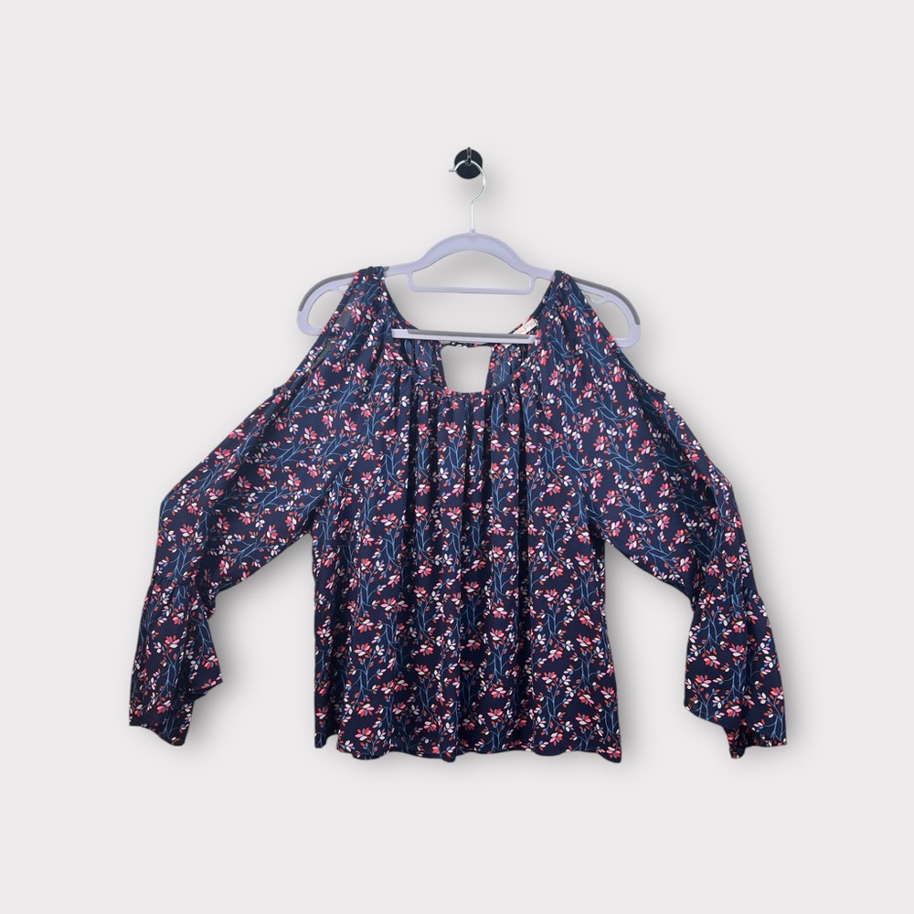 Copper Key Tops Womens Medium Flowy Long Sleeves Open Shoulder Colorful